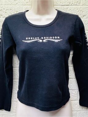 VTG‼ Y2K Harley Davidson Sz M Black Long Sleeve Cotton Shirt El Cajon Ca • VG‼